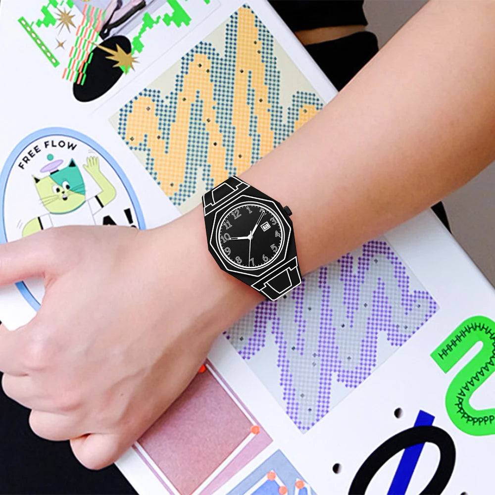 Minimalist Sketch Creative Sports Watch Calendar Digital Waterproof Watch Men's Clock Watch