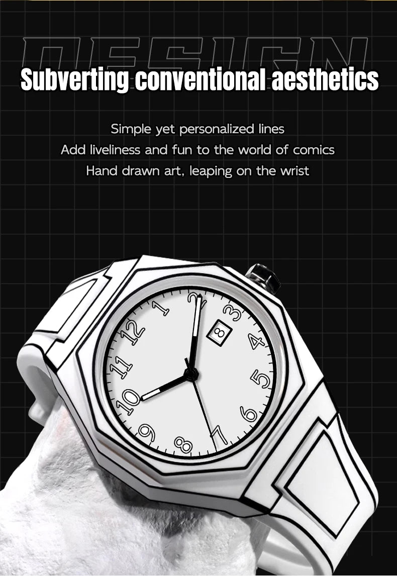 Minimalist Sketch Creative Sports Watch Calendar Digital Waterproof Watch Men's Clock Watch