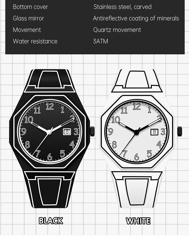 Minimalist Sketch Creative Sports Watch Calendar Digital Waterproof Watch Men's Clock Watch