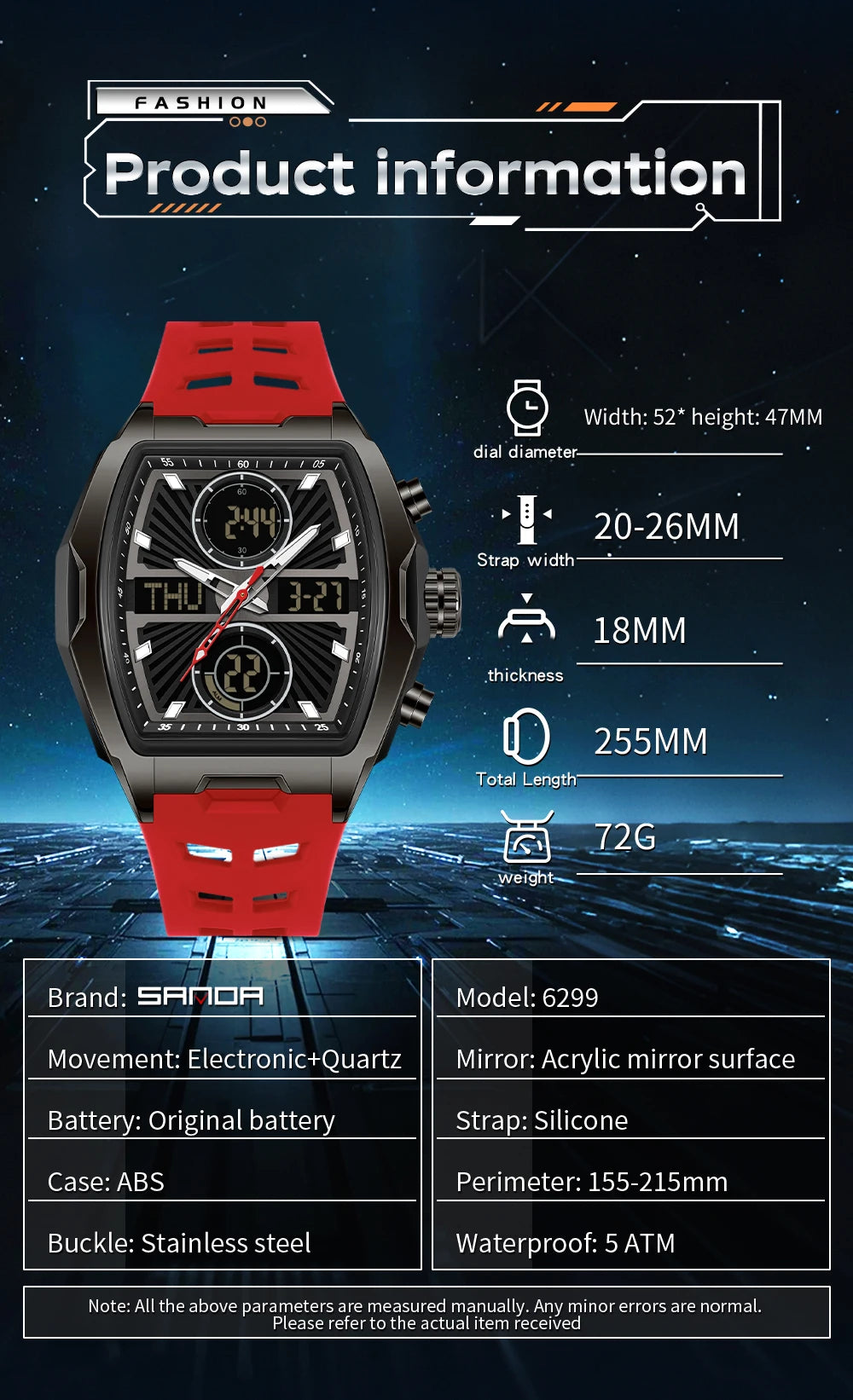 Fashion Tonneau Digital Watch