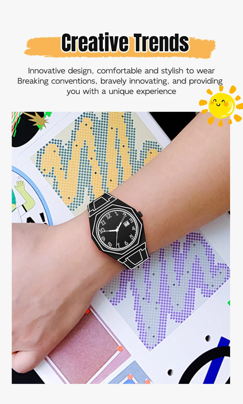 Minimalist Sketch Creative Sports Watch Calendar Digital Waterproof Watch Men's Clock Watch