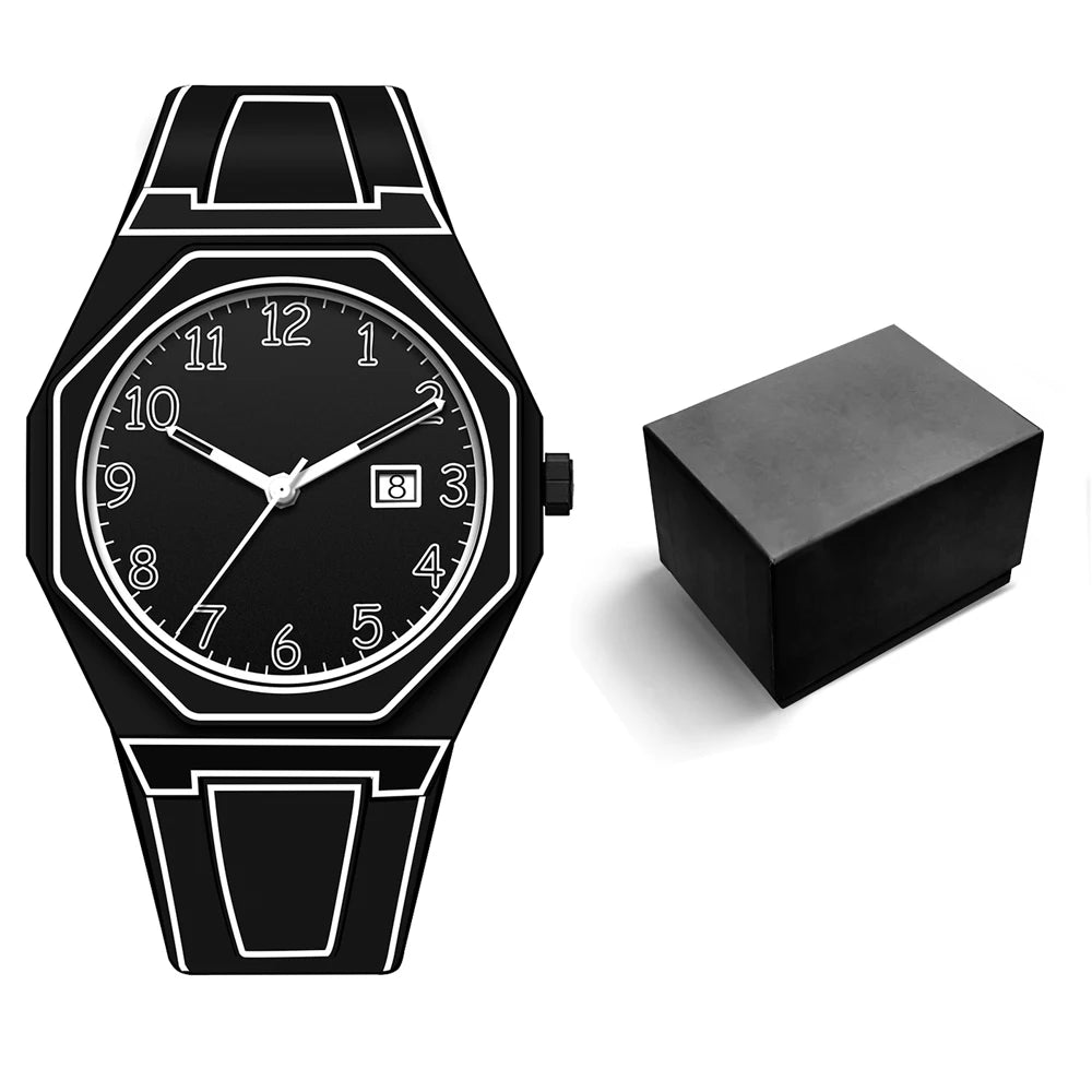Minimalist Sketch Creative Sports Watch Calendar Digital Waterproof Watch Men's Clock Watch