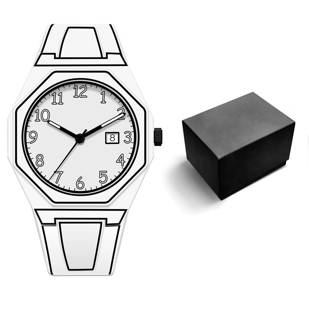Minimalist Sketch Creative Sports Watch Calendar Digital Waterproof Watch Men's Clock Watch