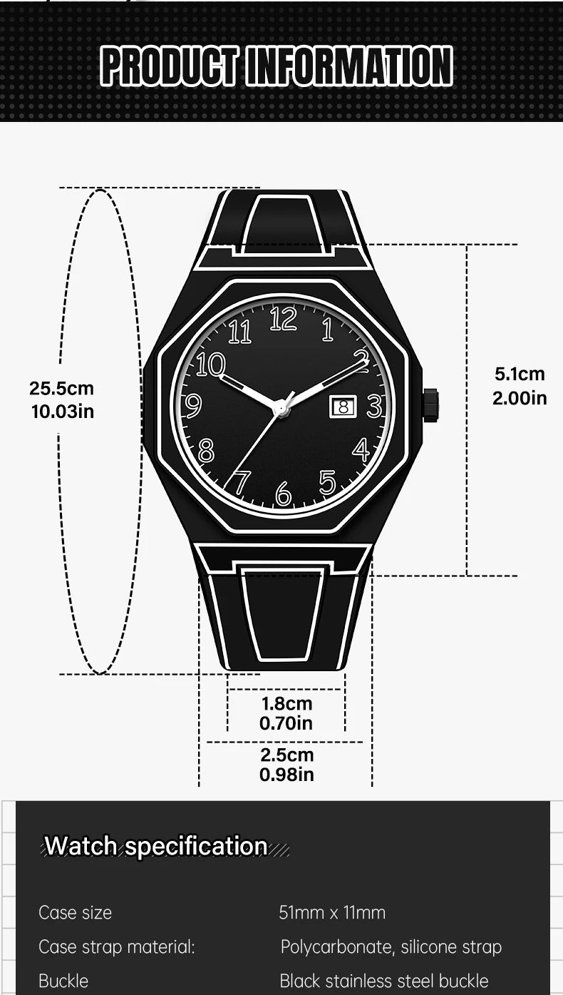 Minimalist Sketch Creative Sports Watch Calendar Digital Waterproof Watch Men's Clock Watch
