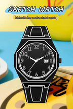 Minimalist Sketch Creative Sports Watch Calendar Digital Waterproof Watch Men's Clock Watch