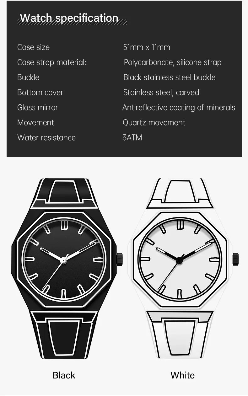 Modern Minimalist Sketching Creative Sports and Leisure Watch Creative Design Waterproof Watch