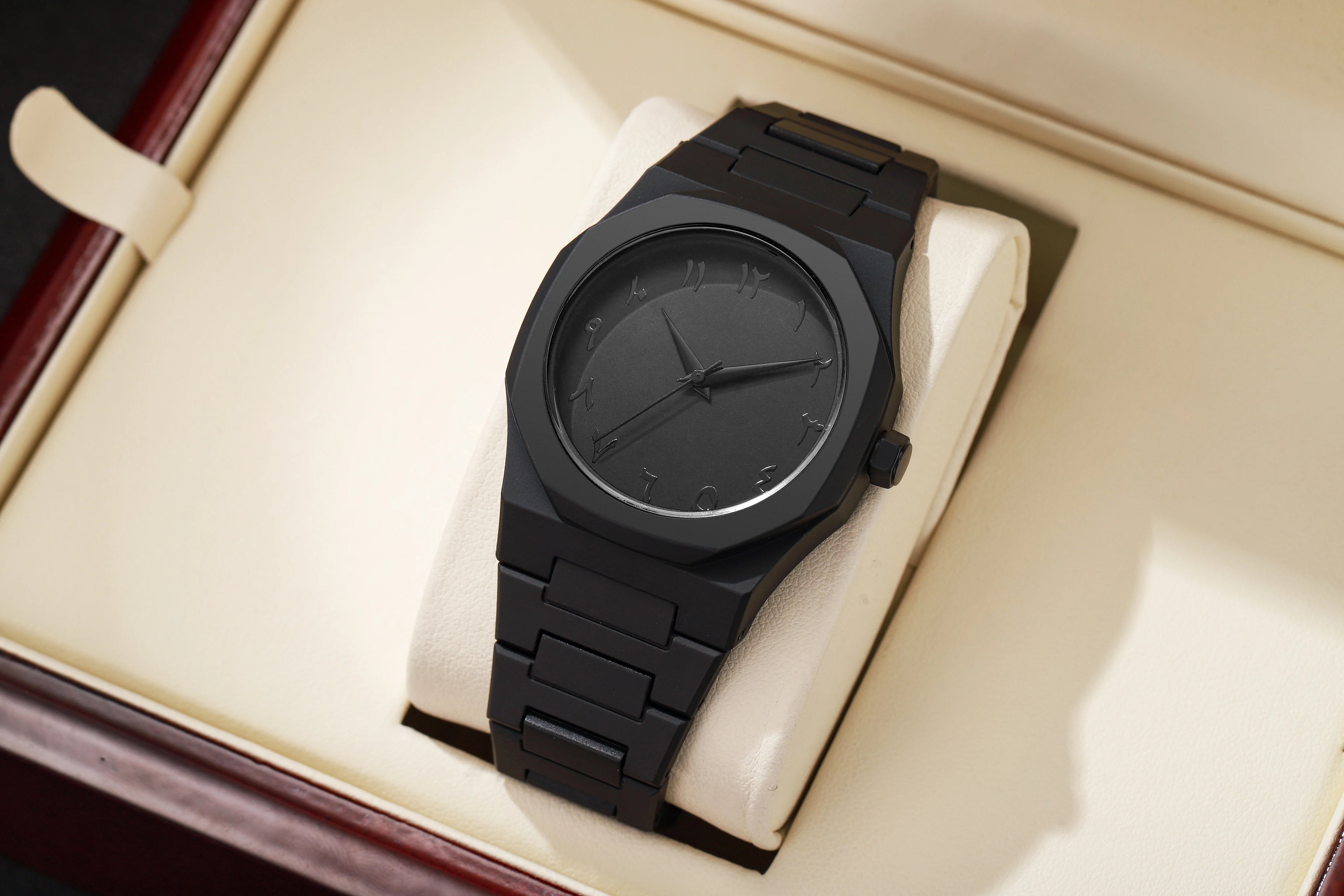 Modern Minimalist Personality Creative All-black Men's Watch Arabic Digital Sports Leisure Quartz Watch Unique Design Watch